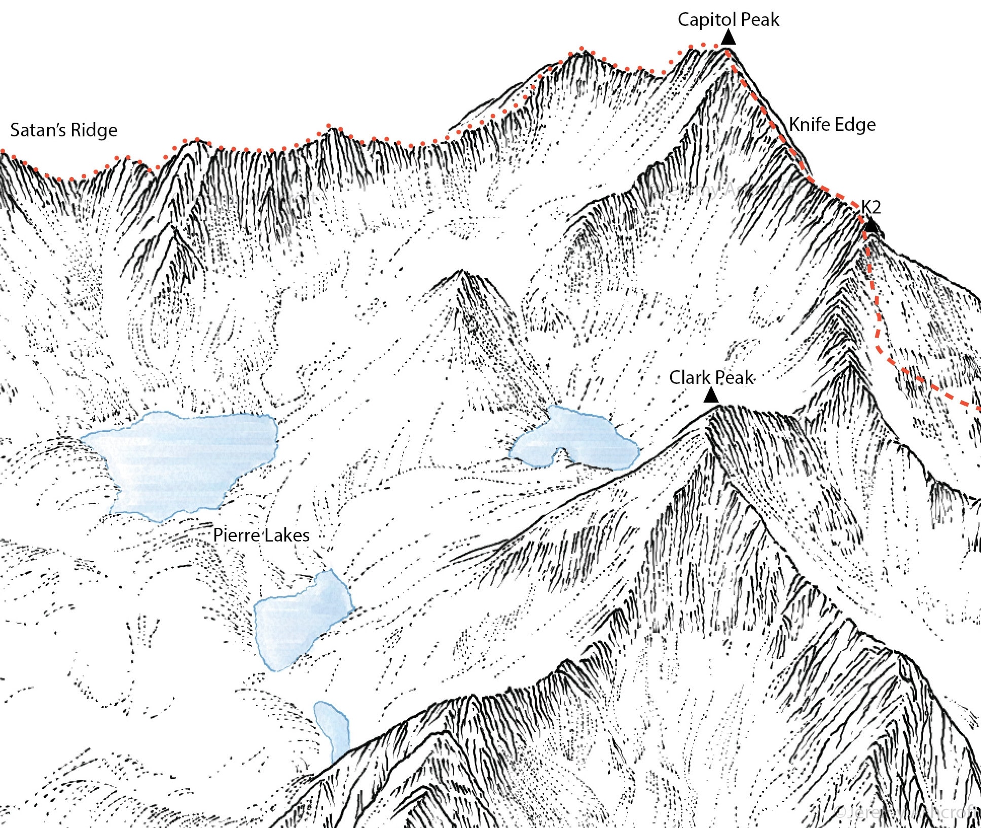 Capitol Peak & Snowmass Mountain. Line Illustration Showing - Etsy UK