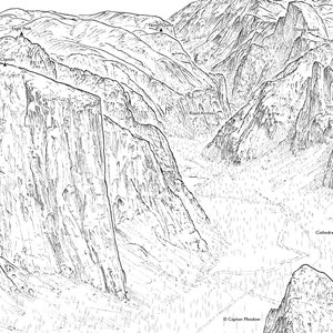 Tunnel View, Yosemite. Line illustration detail an elevated version of the classic view. image 2