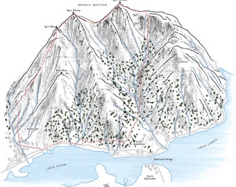 Ballachulish Horseshoe, Glen Coe - line illustration.