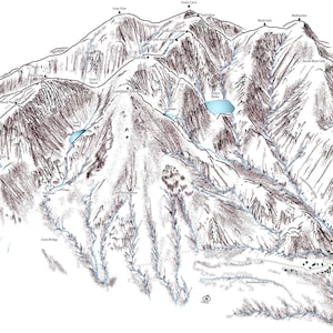 Line illustration of the Coniston Fells, Lake District