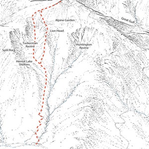 Mount Washington, New Hampshire. Line illustration detailing the hiking trails, Appalachian Trail, cog railway, and road. image 2