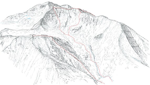Missouri Mountain(14ers), Line Illustration From the Northeast