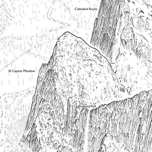 Tunnel View, Yosemite. Line illustration detail an elevated version of the classic view. image 3