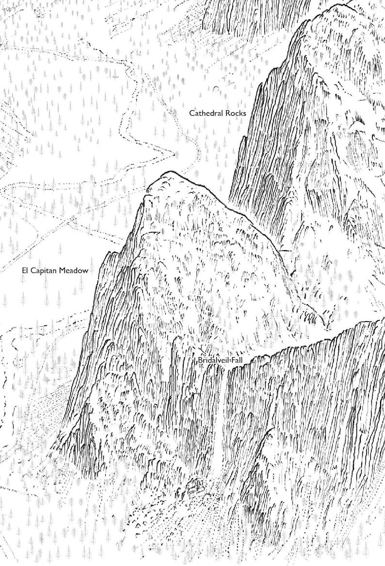 Tunnel View, Yosemite. Line illustration detail an elevated version of the classic view. image 3