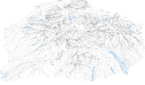 Lake District Postcode Map Lake District 214 Wainwrights Map. Line Illustration Detailing | Etsy Uk