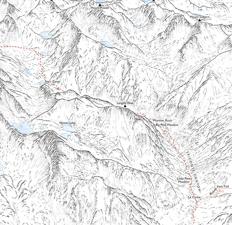 Muir Pass Section of the John Muir Trail/pacific Crest Trail. Line