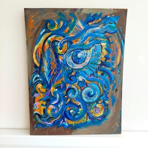 Original psychedelic painting |  &#39;&#39;Owl of Intention&quot;   |  Unframed psychedelic original drawing