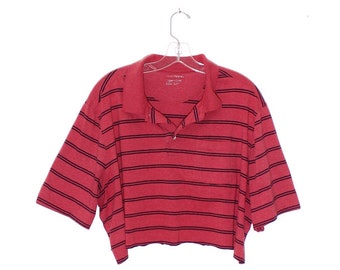 STRIPED POLO crop top 90s cropped boyfriend clothing preppy classic stripes cute fit polo collar 90s grunge vsco girl skater gurl y2k sporty