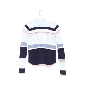 90s TURTLENECK turtleneck sweater STRIPED ribbed knit sweater 90s clueless delias skater girl y2k bratz doll logo sleeve shirt top knitwear