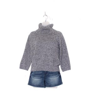 Vintage 90s Marled Knit Turtleneck Sweater – Black White Chunky Ribbed Hem – Cozy Minimalist Aesthetic
