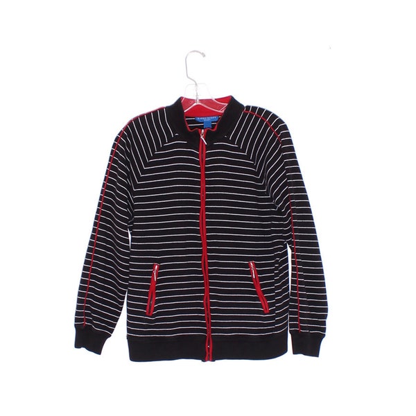 Red and Black Striped Zip Hoodie Etsy