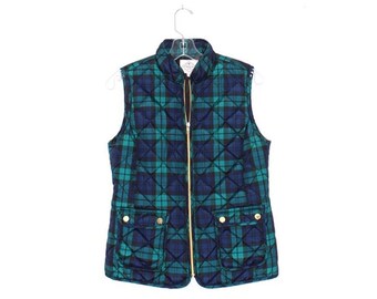 Emerald Green Plaid Vintage Quilted 
