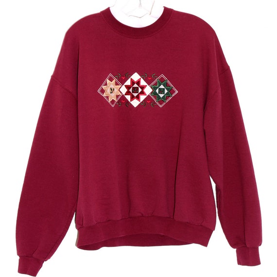 GRANDMA SWEATER Sweatshirt QUILT Quilted Patchwork Design Layered Collar Turtleneck Turtle Neck Mock Neck Jumper Cottage Core Top 80s 90s Etsy