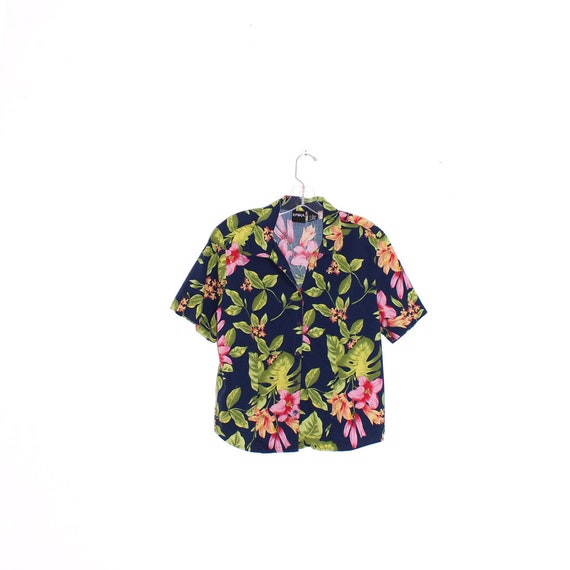 HAWAIIAN SHIRT tropical floral blouse tourist tra… - image 1