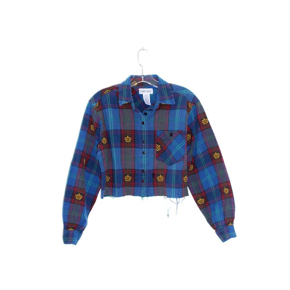 cropped flannel embellished blouson jacket