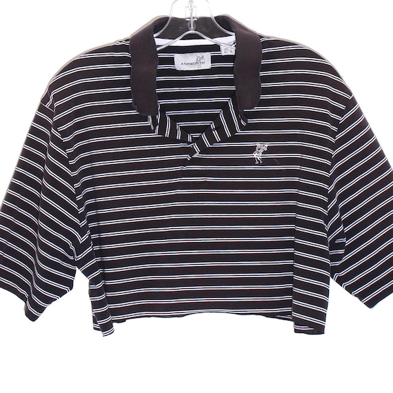 POLO CROP TOP preppy striped shirt cropped shirt … - image 6