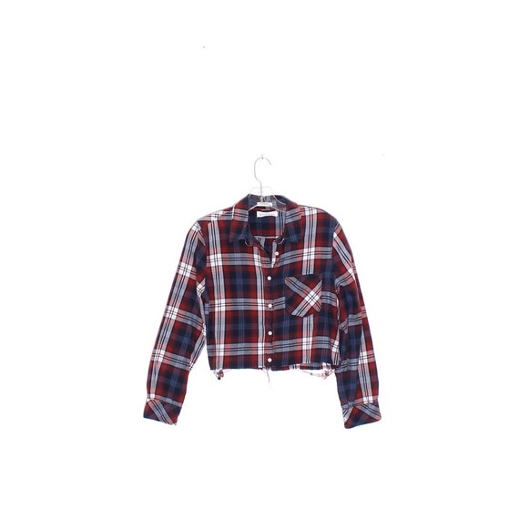 Flannel cropped sale tops