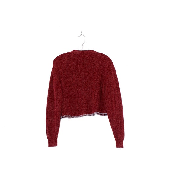CROPPED SWEATER 90s sweater LETTUCE hem oversized… - image 5