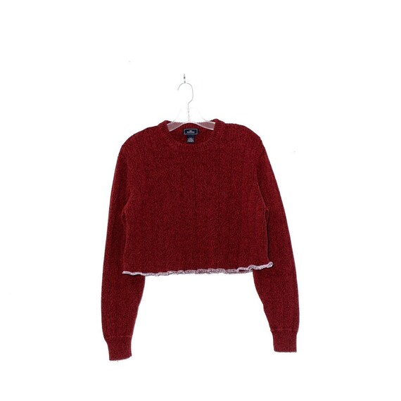 CROPPED SWEATER 90s sweater LETTUCE hem oversized… - image 1