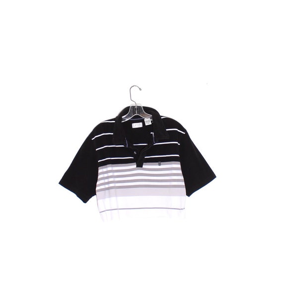 90s IZOD crop top preppy striped shirt cropped sh… - image 1