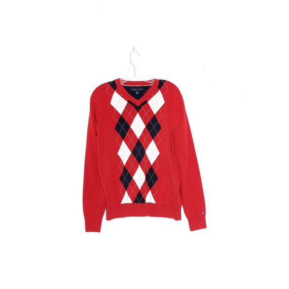 90s TOMMY HILFIGER sweater CLUELESS vibes red arg… - image 1