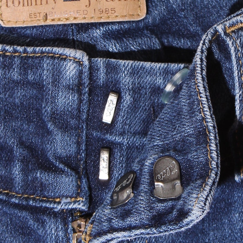 adorable TOMMY HILFIGER JEANS tommy jeans dark wash perfectly faded skinny fit distressed jeans boot cut jeans kick flare jeans 90s tommy