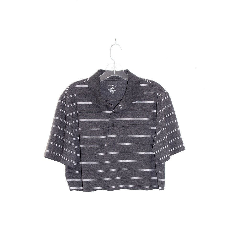 POLO Crop Top GREY Striped Shirt Preppy Cropped Shirt Mens