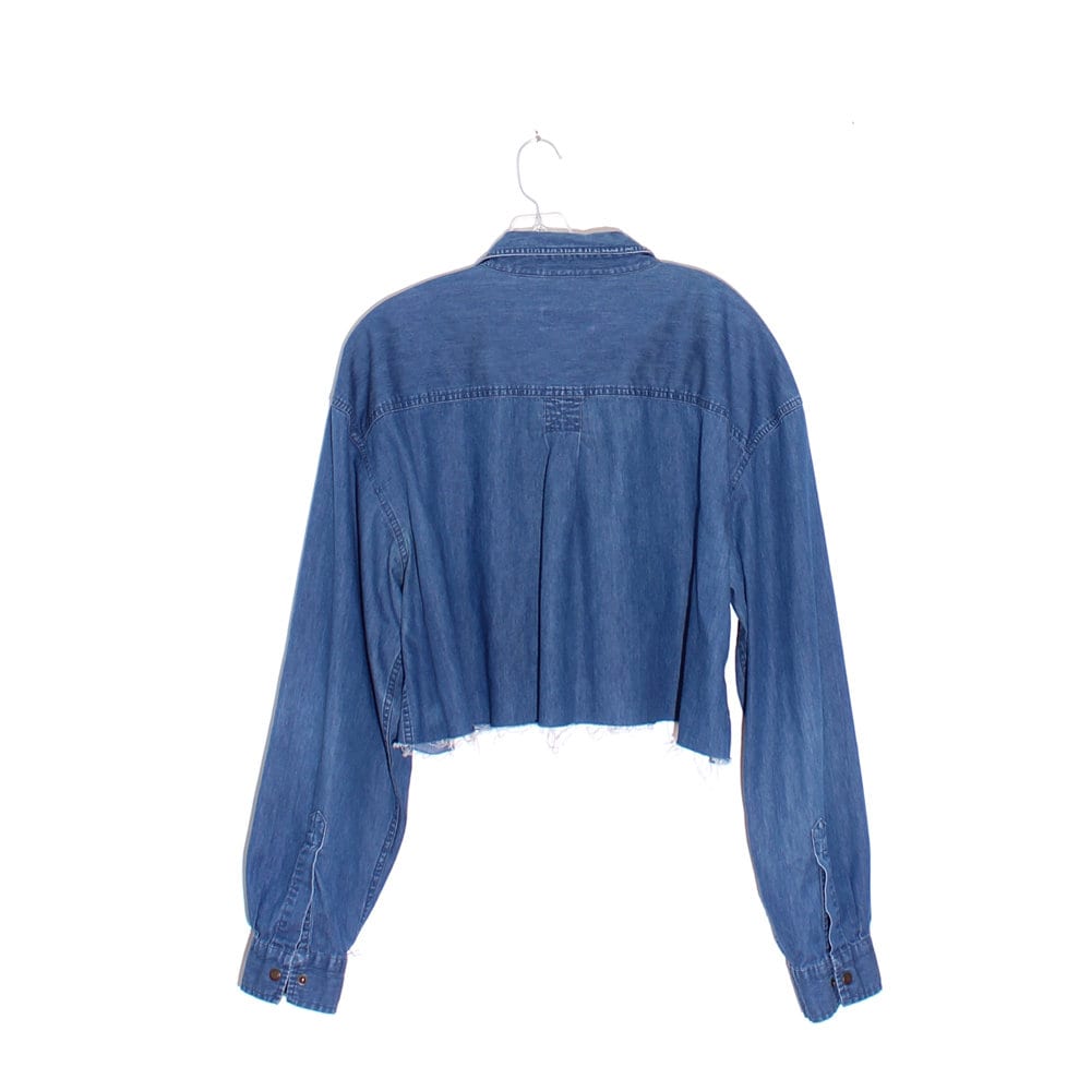 90s LL BEAN Crop Top DENIM Shirt Long 