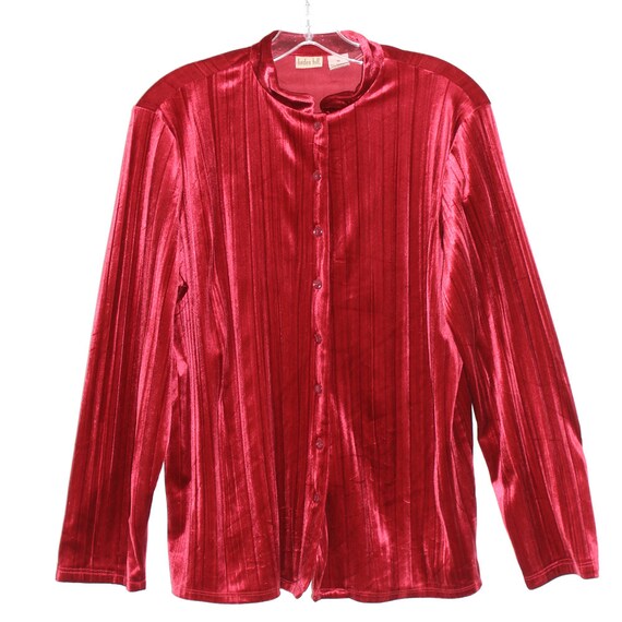 RED VELVET BLOUSE Button Down Shirt 