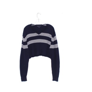 GAP SWEATER crop top cropped sweater knit shirt striped sweater preppy chest stripes 90s grunge skater raw hem oversized reworked vintage