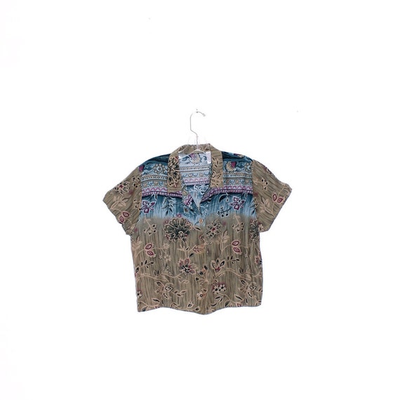 90s FORAL BLOUSE rayon blouse button up shirt ado… - image 1