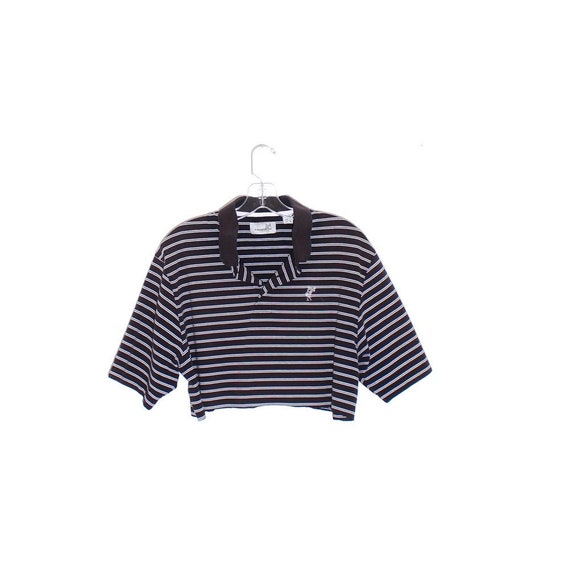 POLO CROP TOP preppy striped shirt cropped shirt … - image 1