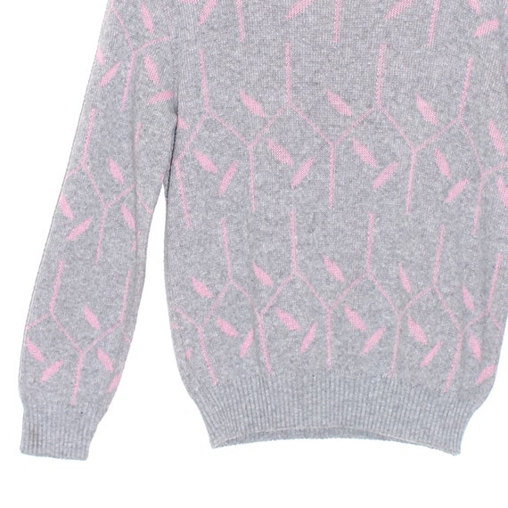 vintage 80s sweater PASTEL PINK and GREY geometri… - image 4