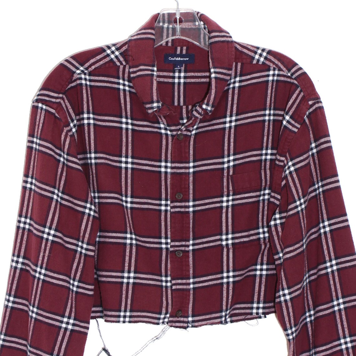 Black Flannel Check Crop Button Shirt | Tops | PrettyLittleThing USA