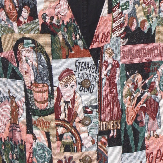 vintage TAPESTRY VEST french broadway musical pos… - image 4