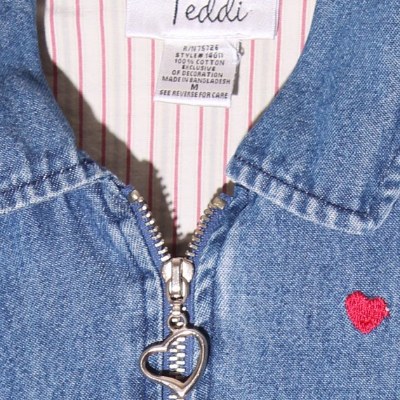 [GRAVER]★LOGO HEART EMBROIDERY DENIM JACKET Girls Personalized Jean Jacket With Hearts - Embroidered