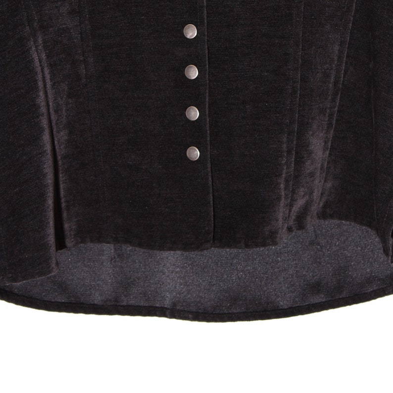 BLACK VELVET top beautiful tapestry style black velvet button up blouse shirt jacket cutest collar long sleeves 90s goth western shirt
