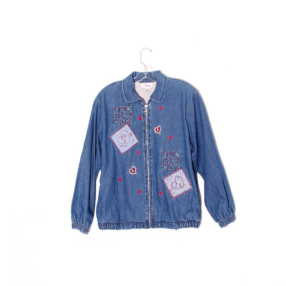 【GRAVER】Logo Heart embroidery clip denim jacket Heart Script Personalized Jean Jacket | David's Bridal