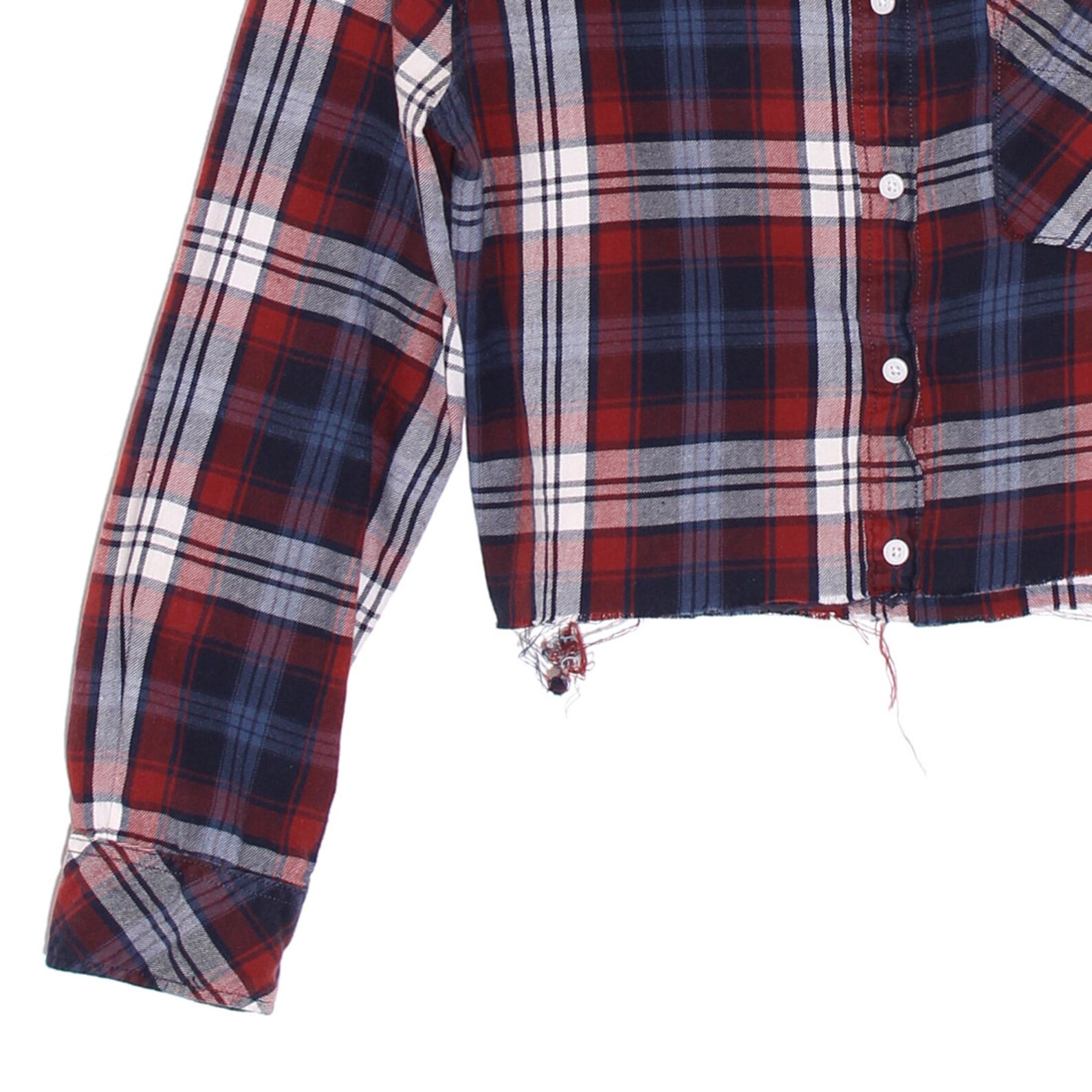 90s FLANNEL CROP TOP cropped plaid shirt button up long sleeve | Etsy