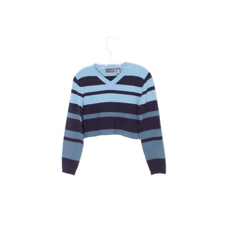 vintage striped sweater crop top BLUE PANTONE OMBRE striped sweater super soft knit sweater cropped sweater jumper custom cropped raw hem