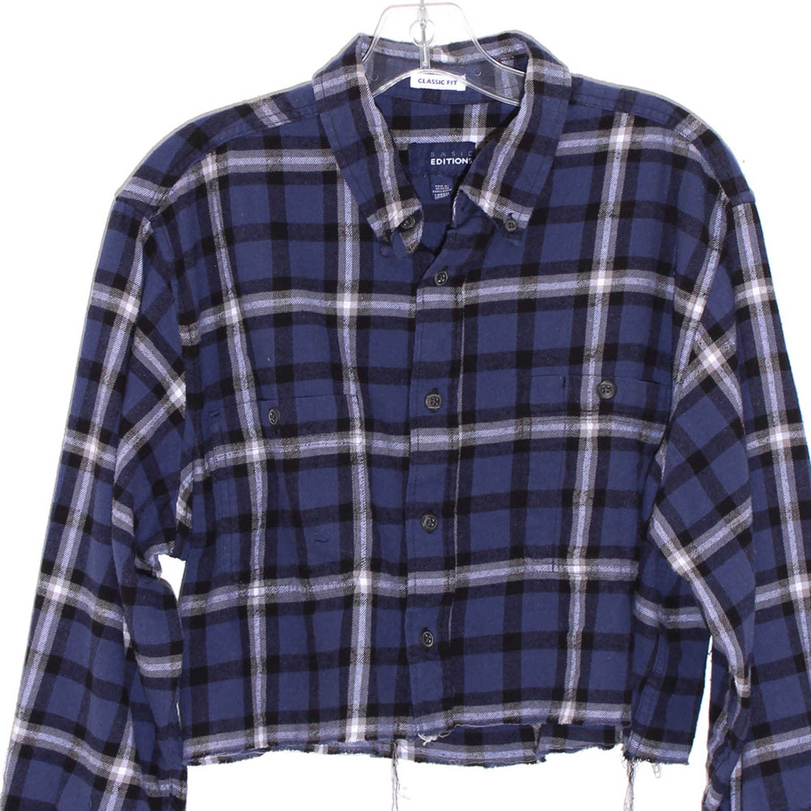 90s FLANNEL CROP TOP cropped plaid shirt button up long sleeve | Etsy