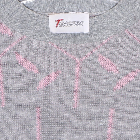 vintage 80s sweater PASTEL PINK and GREY geometri… - image 3