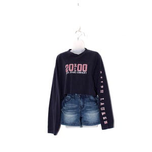 RALPH LAUREN shirt super RARE 2000s y2k graphic tee crop top long sleeve spell out sleeve cropped tshirt polo jeans company 00s sporty look