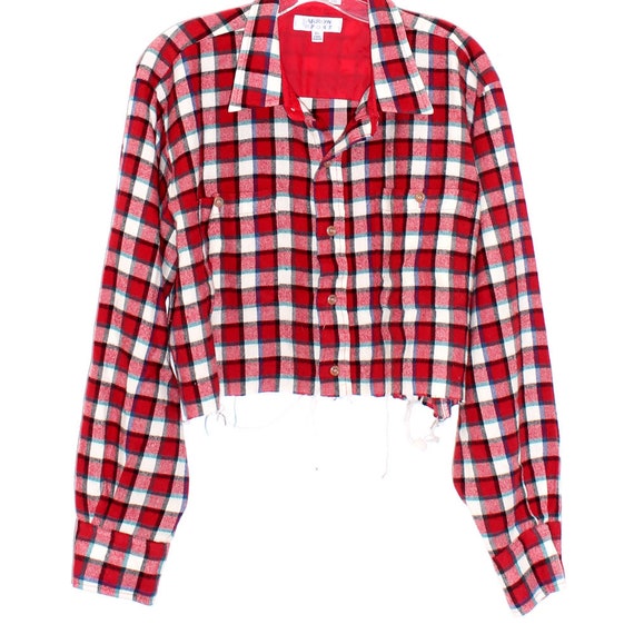 Checkered long sleeve crop top hotsell