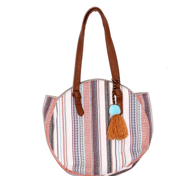 BOHO SHOULDER BAG woven striped pattern with larg… - image 4