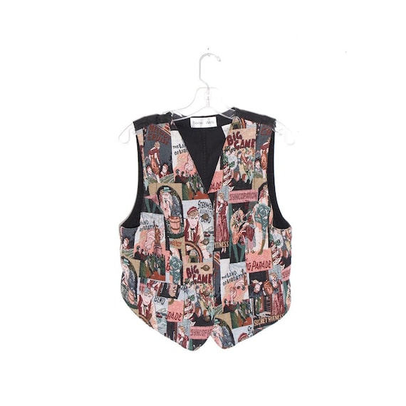 vintage TAPESTRY VEST french broadway musical pos… - image 1