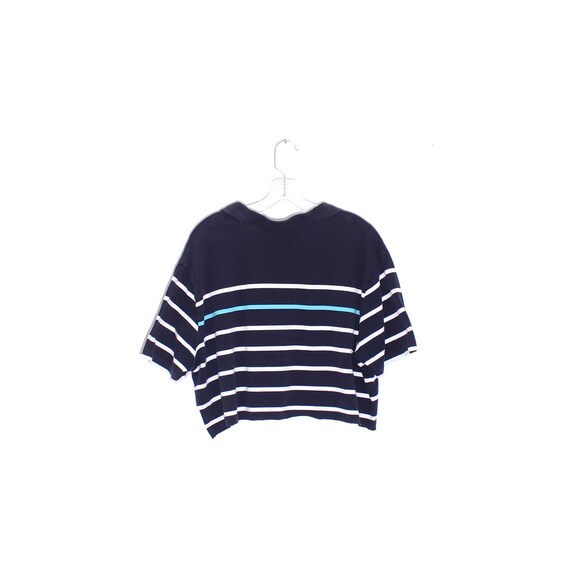 90s OP crop top preppy striped shirt cropped shir… - image 3