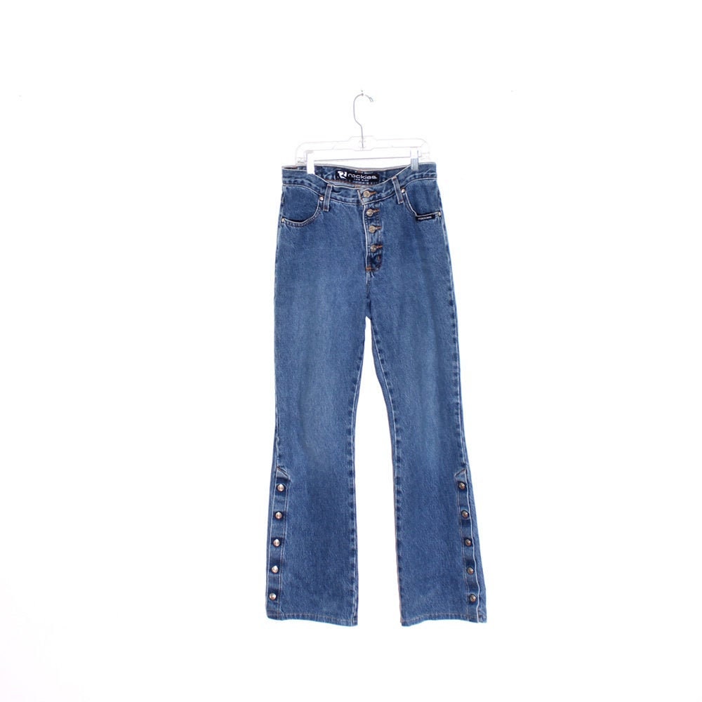 SNAP BUTTON leg JEANS vintage rockies western jeans vintage Etsy