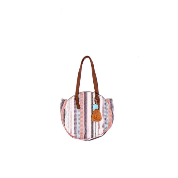BOHO SHOULDER BAG woven striped pattern with larg… - image 1