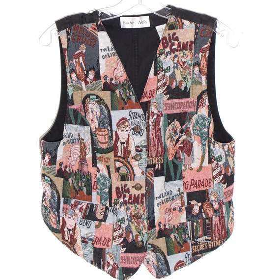 vintage TAPESTRY VEST french broadway musical pos… - image 2